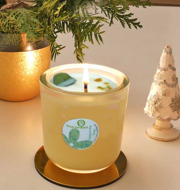 Eukalyptus & Minz Energie Natur Duftkerze mit reinen ätherischen Ölen 200ml