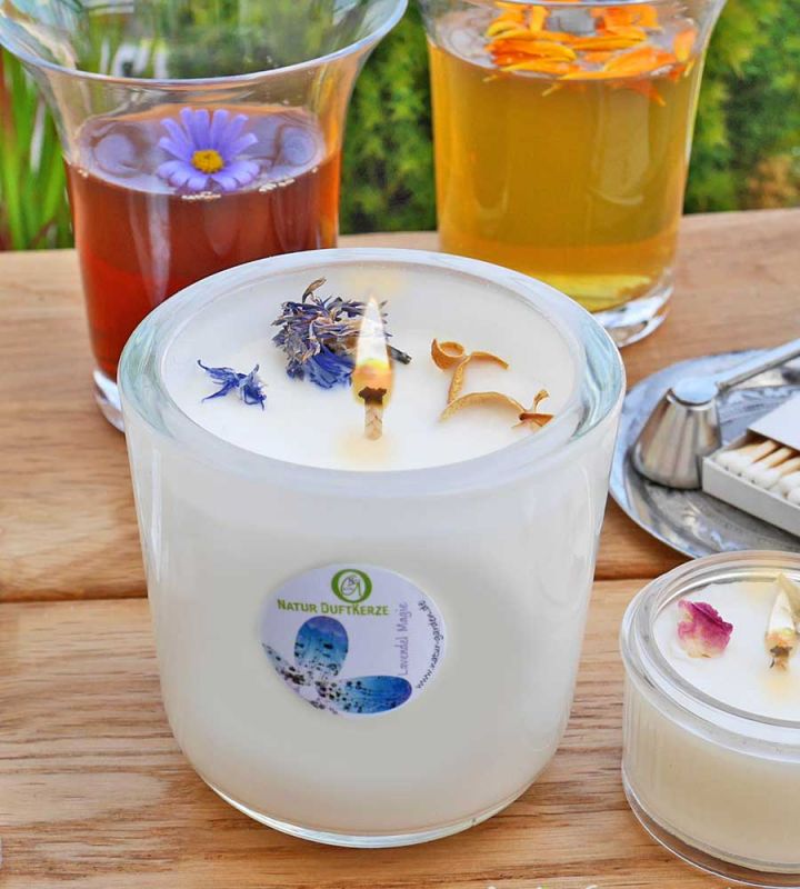Lavendel Magie Natur Duftkerze mit reinen ätherischen Ölen 200ml
