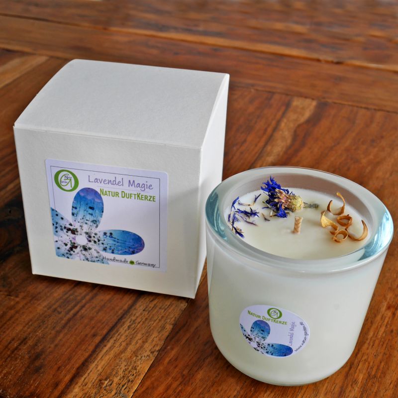 Ökologische Natur Duftkerze Lavendel Magie naturreine ätherische Öle, das richtige Geschenk für jeden Anlass