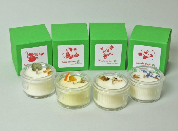 4 Mini-Duftkerzen Geschenkset mit verschiedenen Düften Weihnachtskollektion