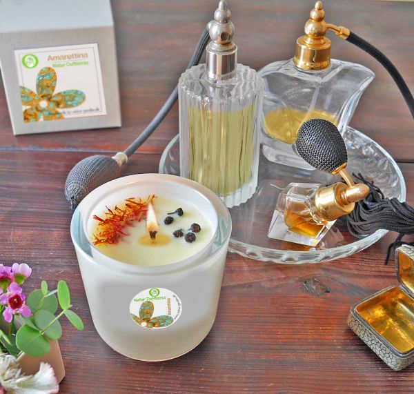 Amarettina Natur Duftkerze mit reinen ätherischen Ölen 200ml