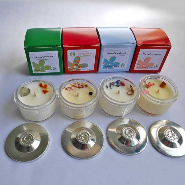 Edles Mini Bio Duftkerzen Probierset reine ätherische Öle und Rapswachs Handmade
